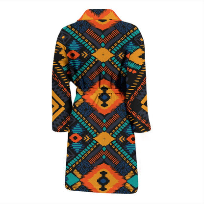 Kente Pattern Print Design 04 Men Bathrobe-JORJUNE.COM