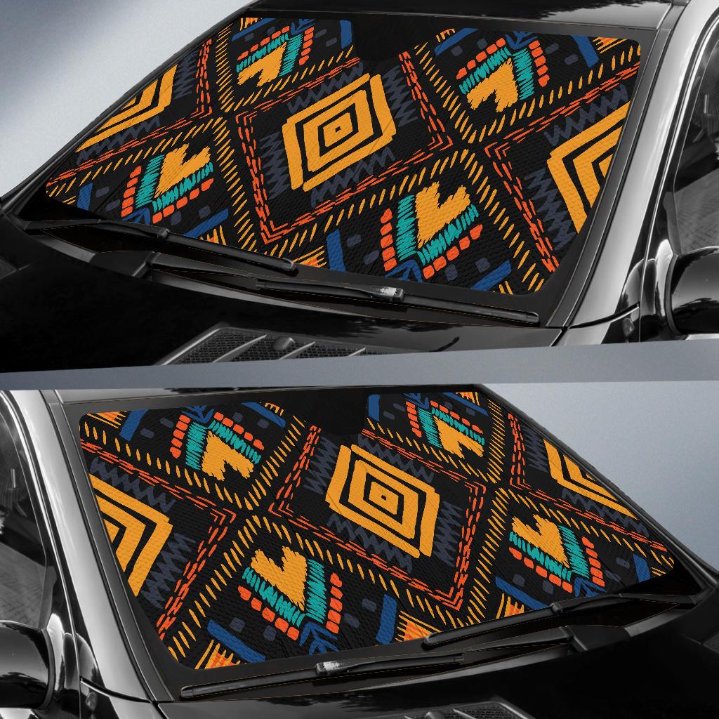 Kente Pattern Print Design 05 Car Sun Shades-JORJUNE.COM