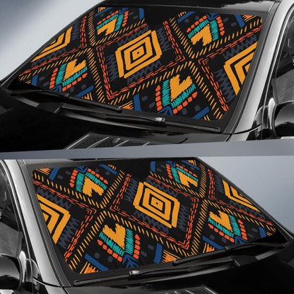 Kente Pattern Print Design 05 Car Sun Shades-JORJUNE.COM