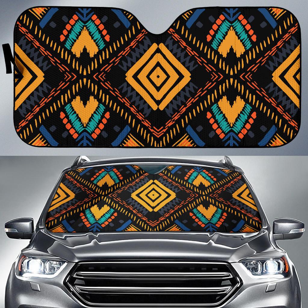 Kente Pattern Print Design 05 Car Sun Shades-JORJUNE.COM