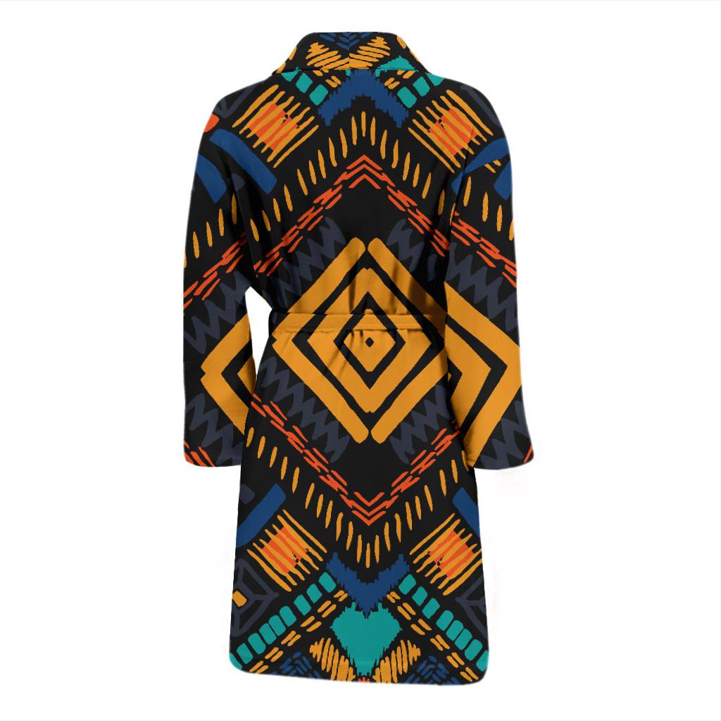 Kente Pattern Print Design 05 Men Bathrobe-JORJUNE.COM