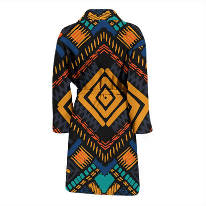 Kente Pattern Print Design 05 Men Bathrobe-JORJUNE.COM