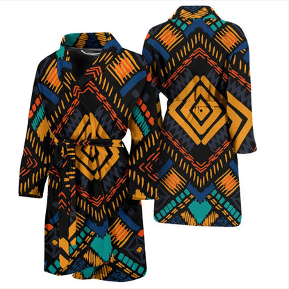 Kente Pattern Print Design 05 Men Bathrobe-JORJUNE.COM
