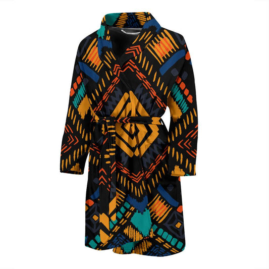 Kente Pattern Print Design 05 Men Bathrobe-JORJUNE.COM