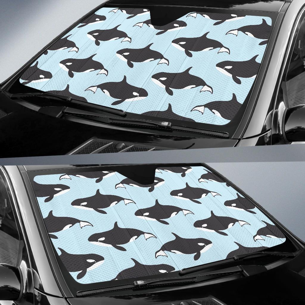 Killer Whale Pattern Print Design 01 Car Sun Shades-JORJUNE.COM