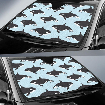 Killer Whale Pattern Print Design 01 Car Sun Shades-JORJUNE.COM