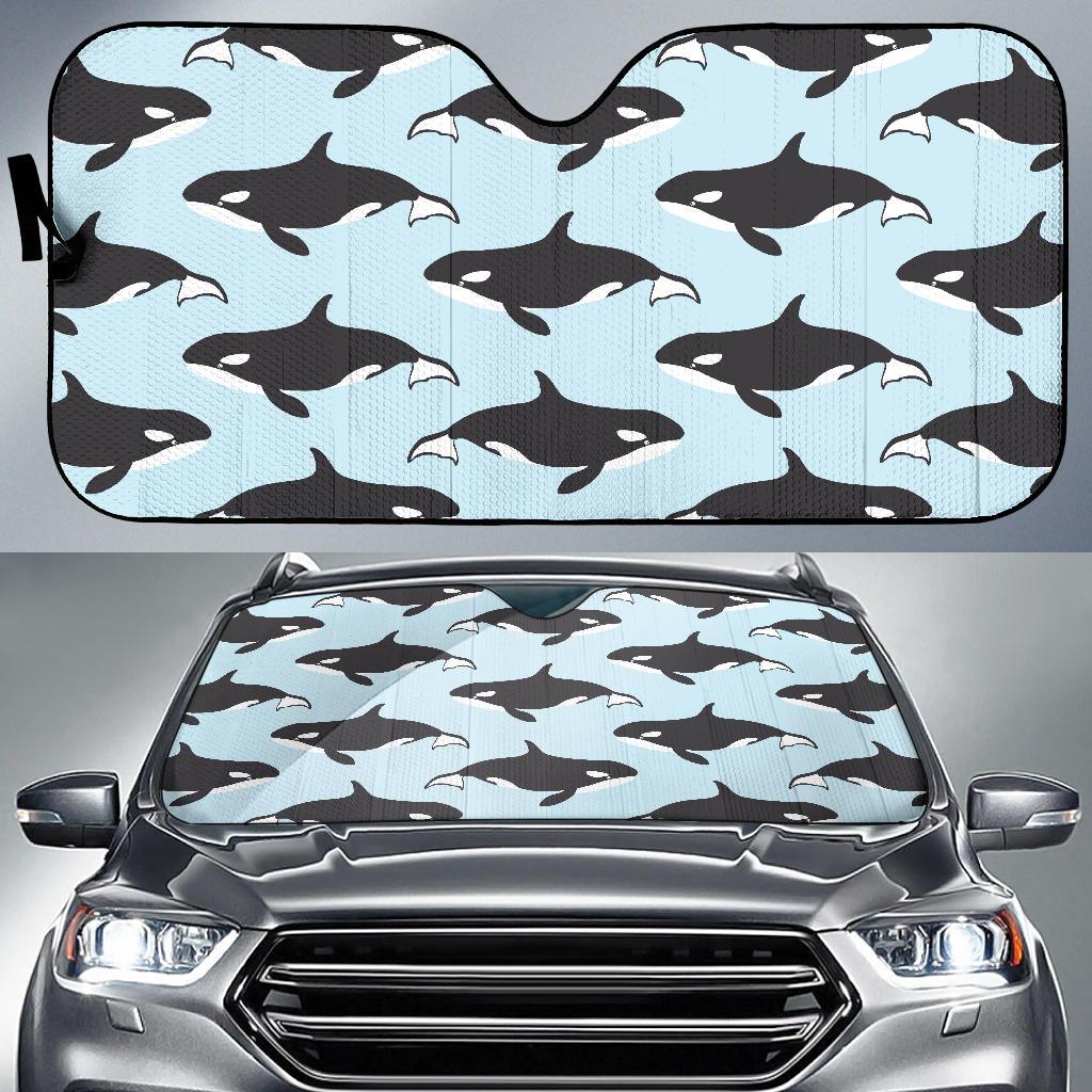 Killer Whale Pattern Print Design 01 Car Sun Shades-JORJUNE.COM