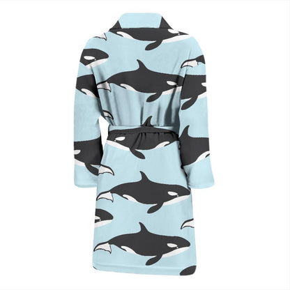Killer Whale Pattern Print Design 01 Men Bathrobe-JORJUNE.COM