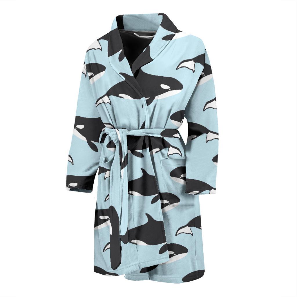 Killer Whale Pattern Print Design 01 Men Bathrobe-JORJUNE.COM
