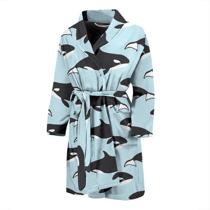 Killer Whale Pattern Print Design 01 Men Bathrobe-JORJUNE.COM