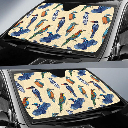 Kingfisher Bird Pattern Print Design 04 Car Sun Shades-JORJUNE.COM