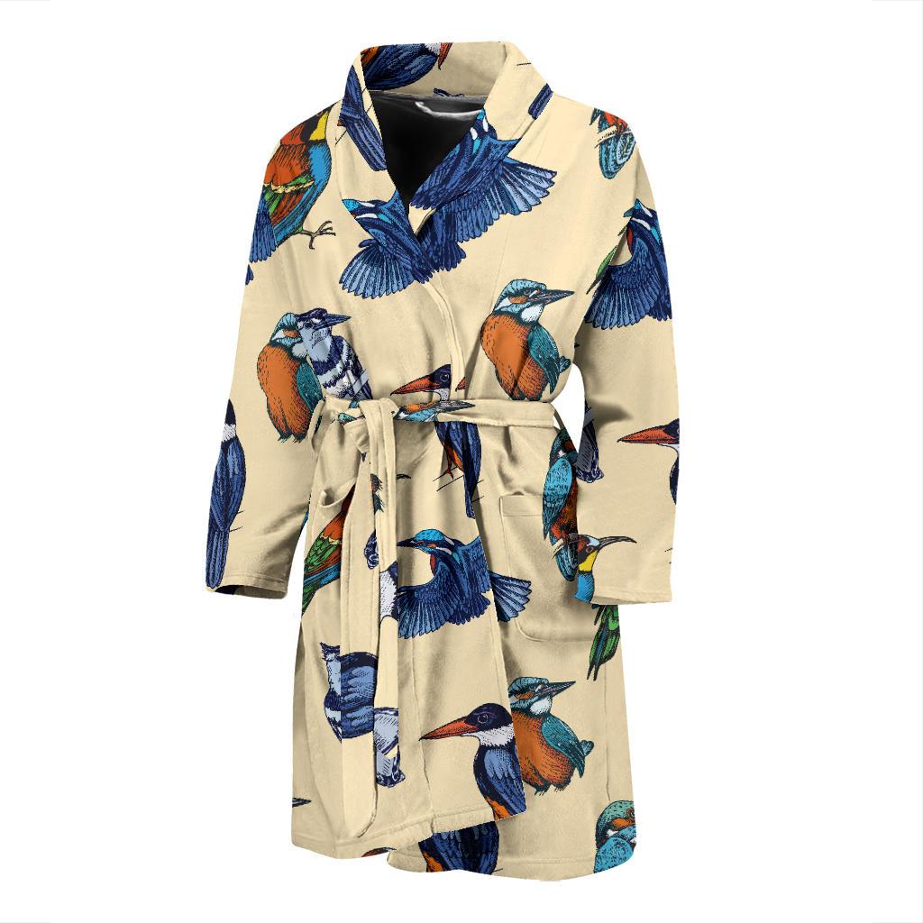 Kingfisher Bird Pattern Print Design 04 Men Bathrobe-JORJUNE.COM