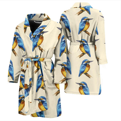 Kingfisher Pattern Print Design 01 Men Bathrobe-JORJUNE.COM