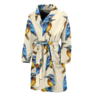 Kingfisher Pattern Print Design 01 Men Bathrobe-JORJUNE.COM