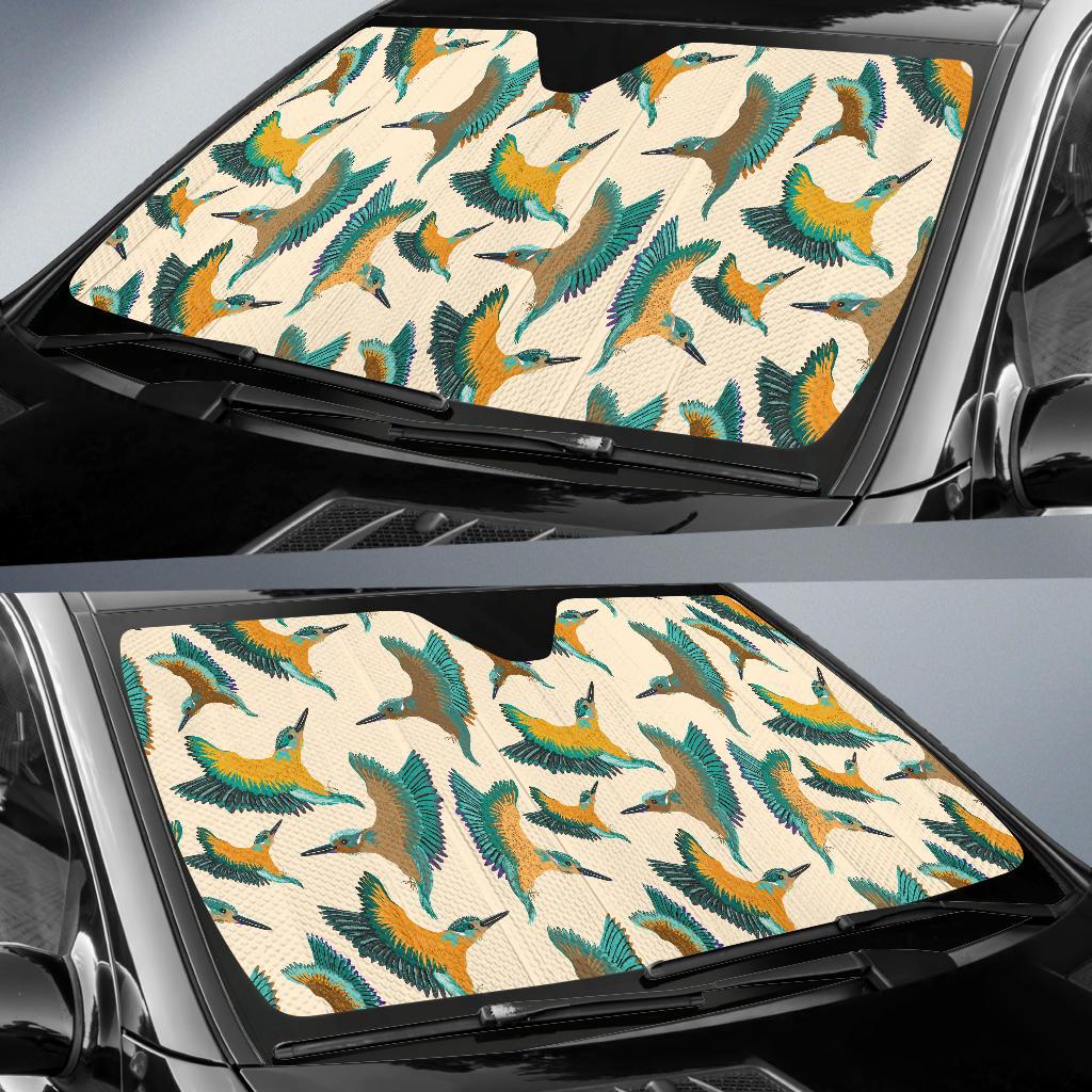 Kingfisher Pattern Print Design 02 Car Sun Shades-JORJUNE.COM