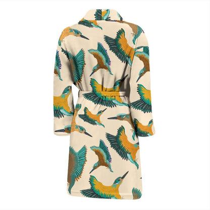 Kingfisher Pattern Print Design 02 Men Bathrobe-JORJUNE.COM