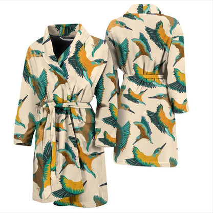 Kingfisher Pattern Print Design 02 Men Bathrobe-JORJUNE.COM