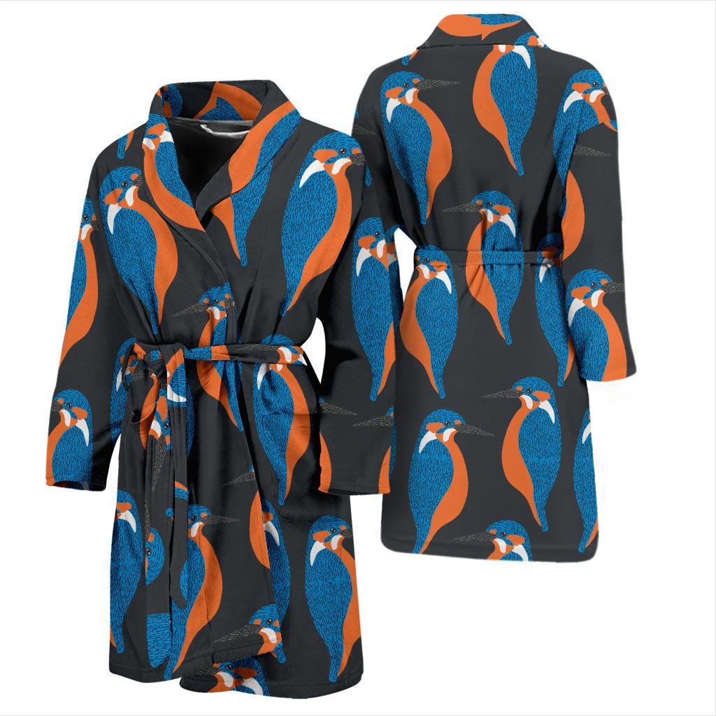 Kingfisher Pattern Print Design 03 Men Bathrobe-JORJUNE.COM