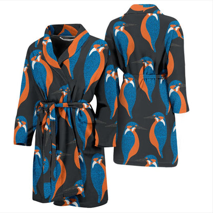 Kingfisher Pattern Print Design 03 Men Bathrobe-JORJUNE.COM