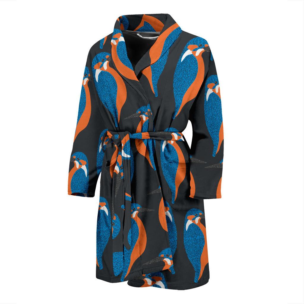 Kingfisher Pattern Print Design 03 Men Bathrobe-JORJUNE.COM
