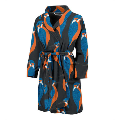Kingfisher Pattern Print Design 03 Men Bathrobe-JORJUNE.COM