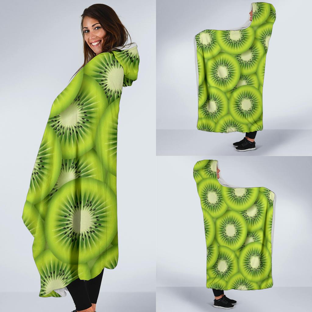 Kiwi Pattern Print Design KW01 Hooded Blanket-JORJUNE.COM