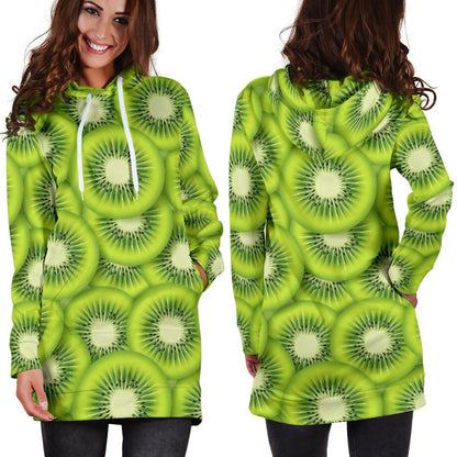 Kiwi Pattern Print Design KW01 Women Hoodie Dress