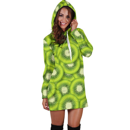 Kiwi Pattern Print Design KW01 Women Hoodie Dress