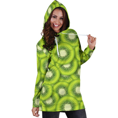 Kiwi Pattern Print Design KW01 Women Hoodie Dress