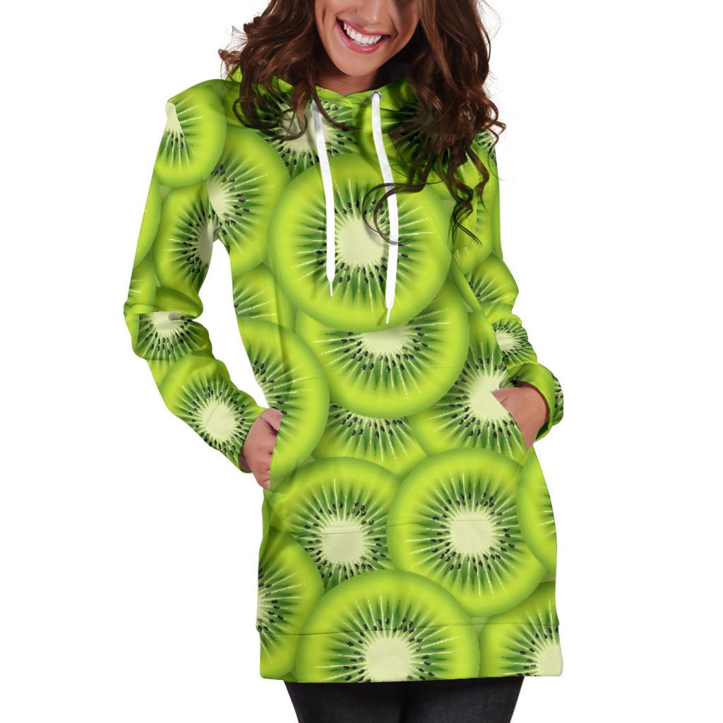 Kiwi Pattern Print Design KW01 Women Hoodie Dress