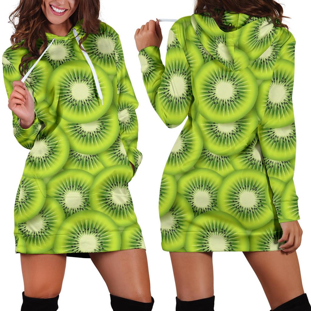 Kiwi Pattern Print Design KW01 Women Hoodie Dress