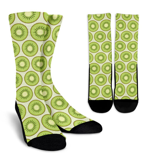 Kiwi Pattern Print Design KW02 Crew Socks-JORJUNE.COM