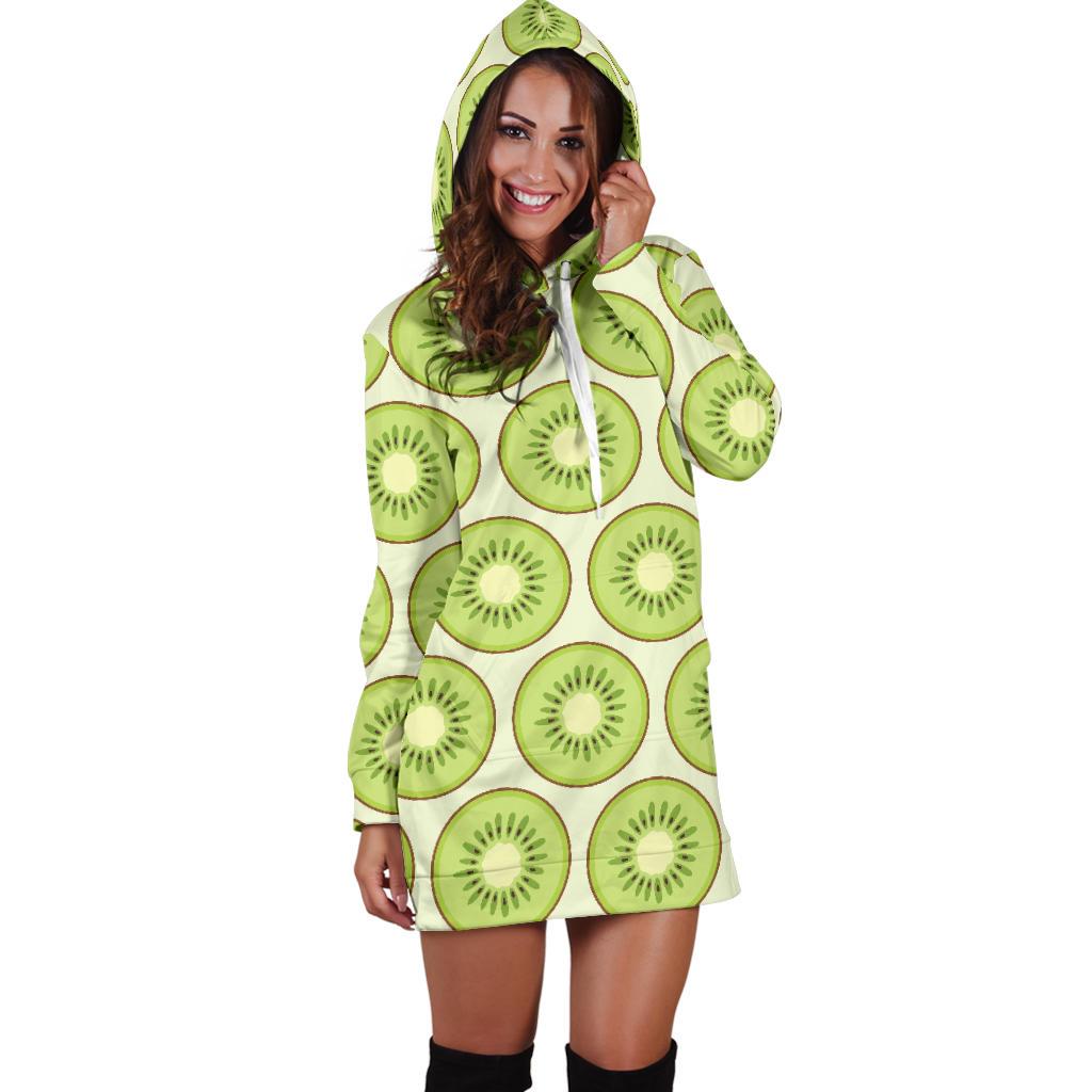 Kiwi Pattern Print Design KW02 Women Hoodie Dress
