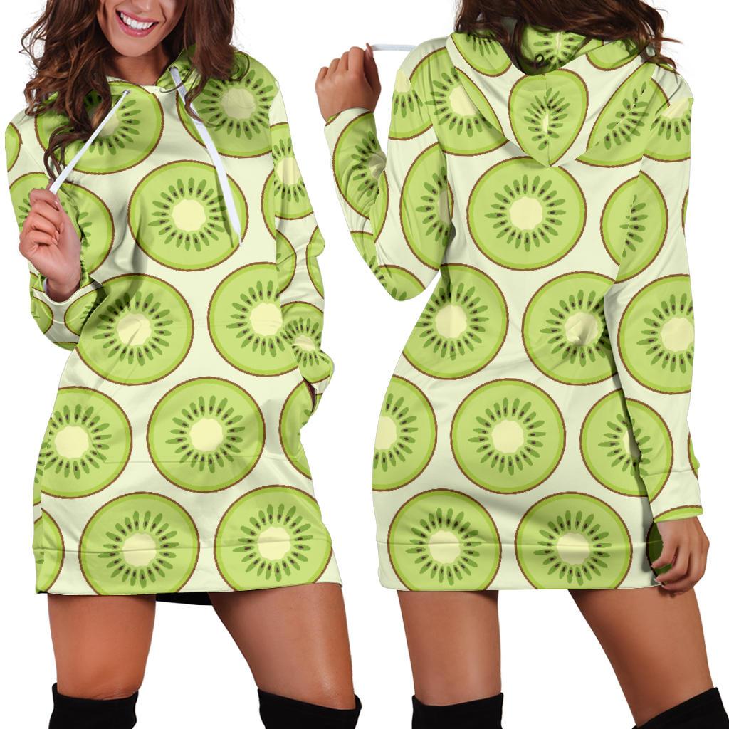Kiwi Pattern Print Design KW02 Women Hoodie Dress