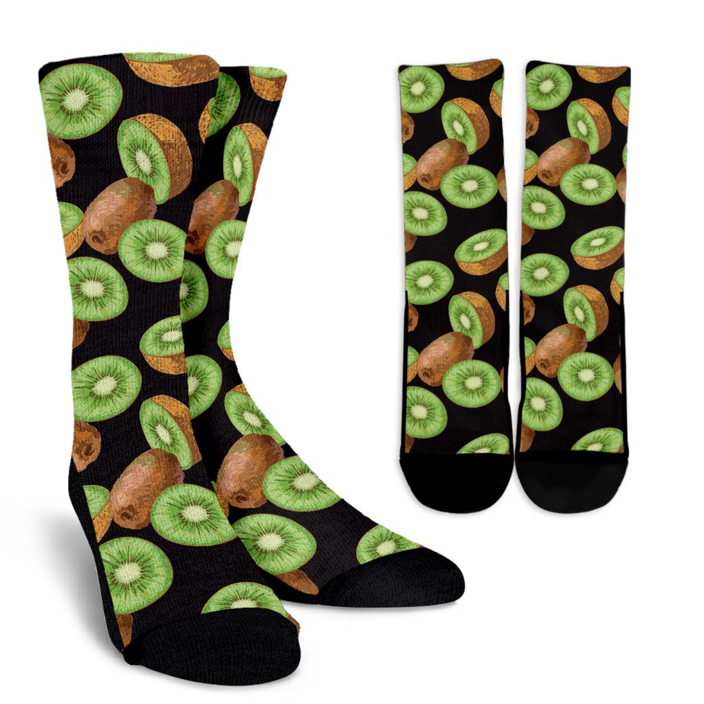 Kiwi Pattern Print Design KW03 Crew Socks-JORJUNE.COM