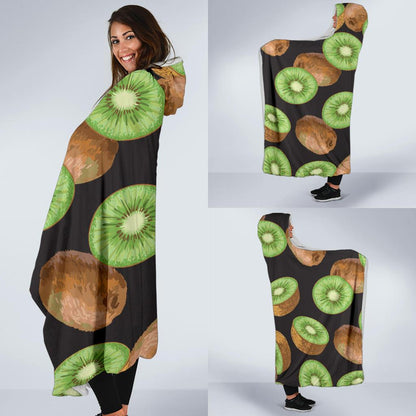 Kiwi Pattern Print Design KW03 Hooded Blanket-JORJUNE.COM