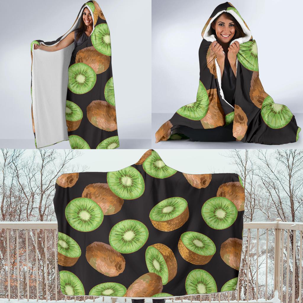 Kiwi Pattern Print Design KW03 Hooded Blanket-JORJUNE.COM