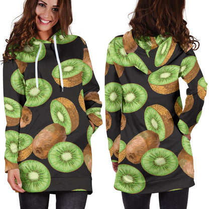 Kiwi Pattern Print Design KW03 Women Hoodie Dress