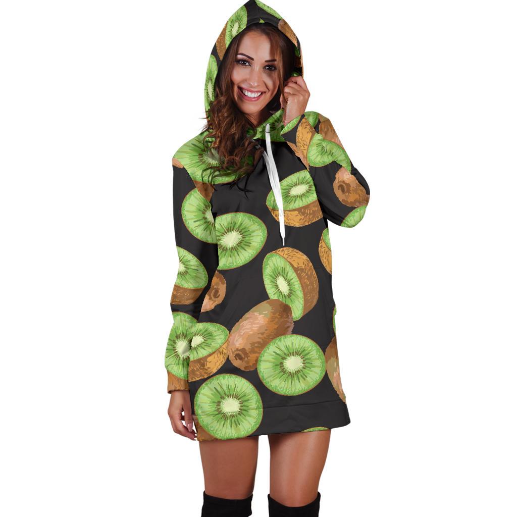 Kiwi Pattern Print Design KW03 Women Hoodie Dress