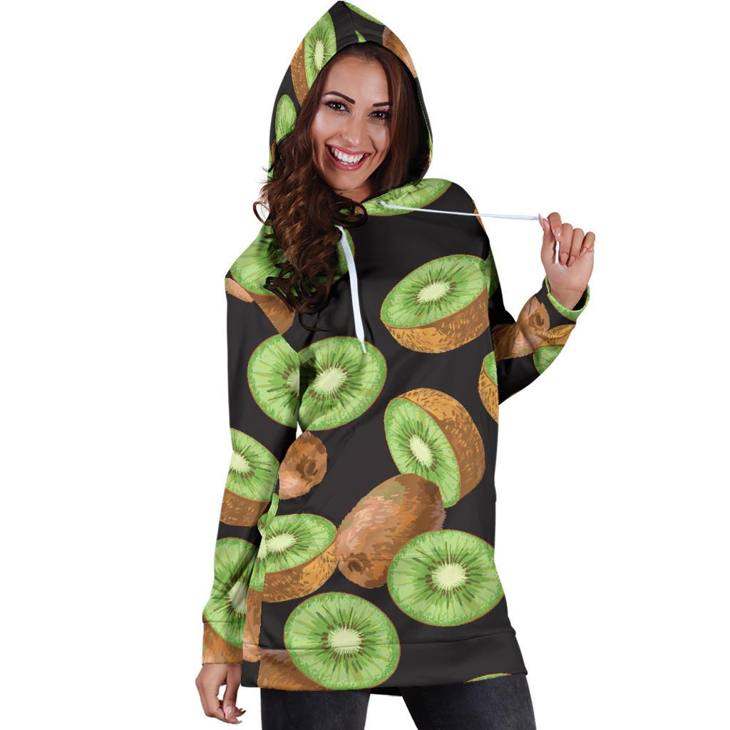 Kiwi Pattern Print Design KW03 Women Hoodie Dress
