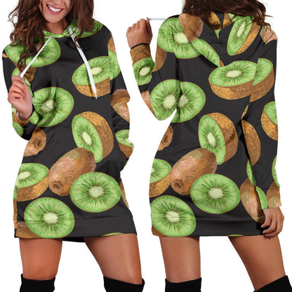 Kiwi Pattern Print Design KW03 Women Hoodie Dress