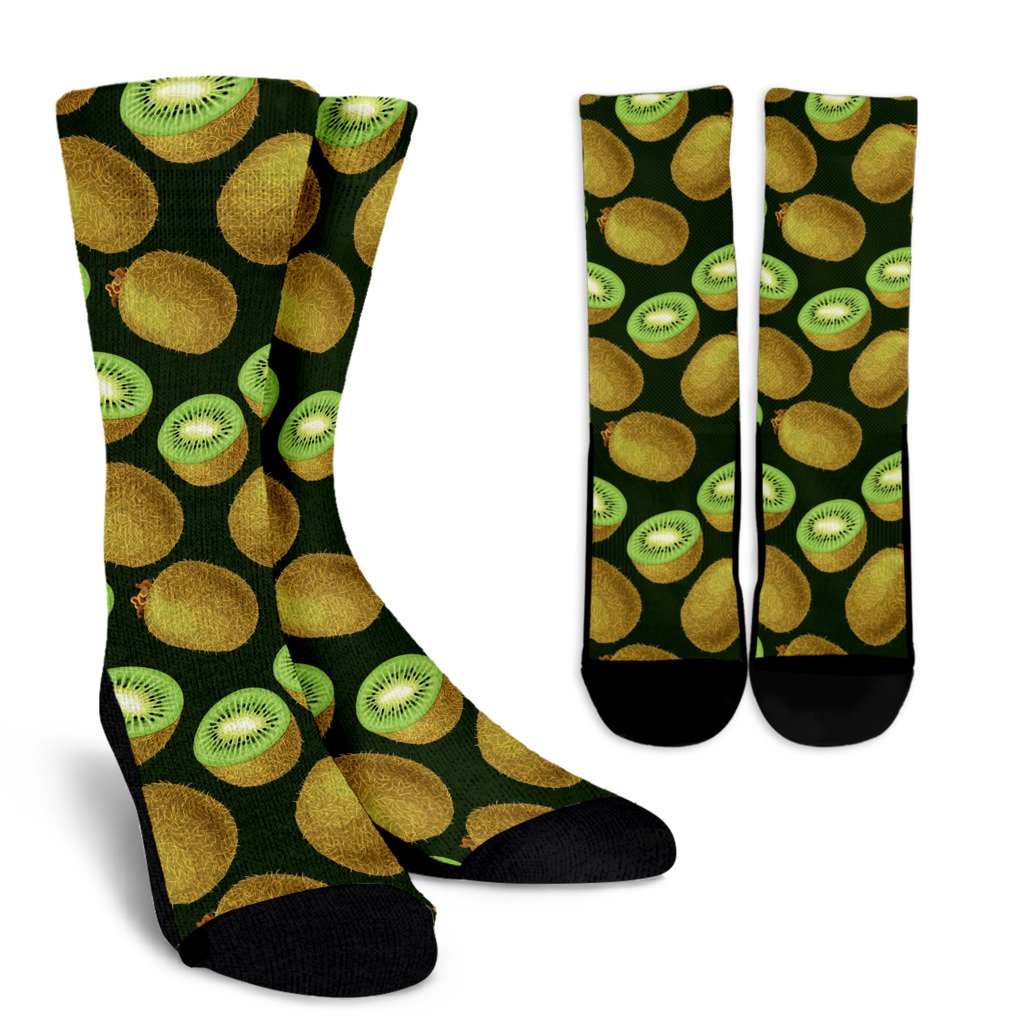 Kiwi Pattern Print Design KW04 Crew Socks-JORJUNE.COM