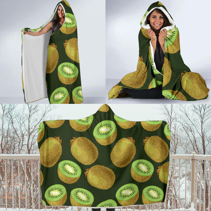 Kiwi Pattern Print Design KW04 Hooded Blanket-JORJUNE.COM