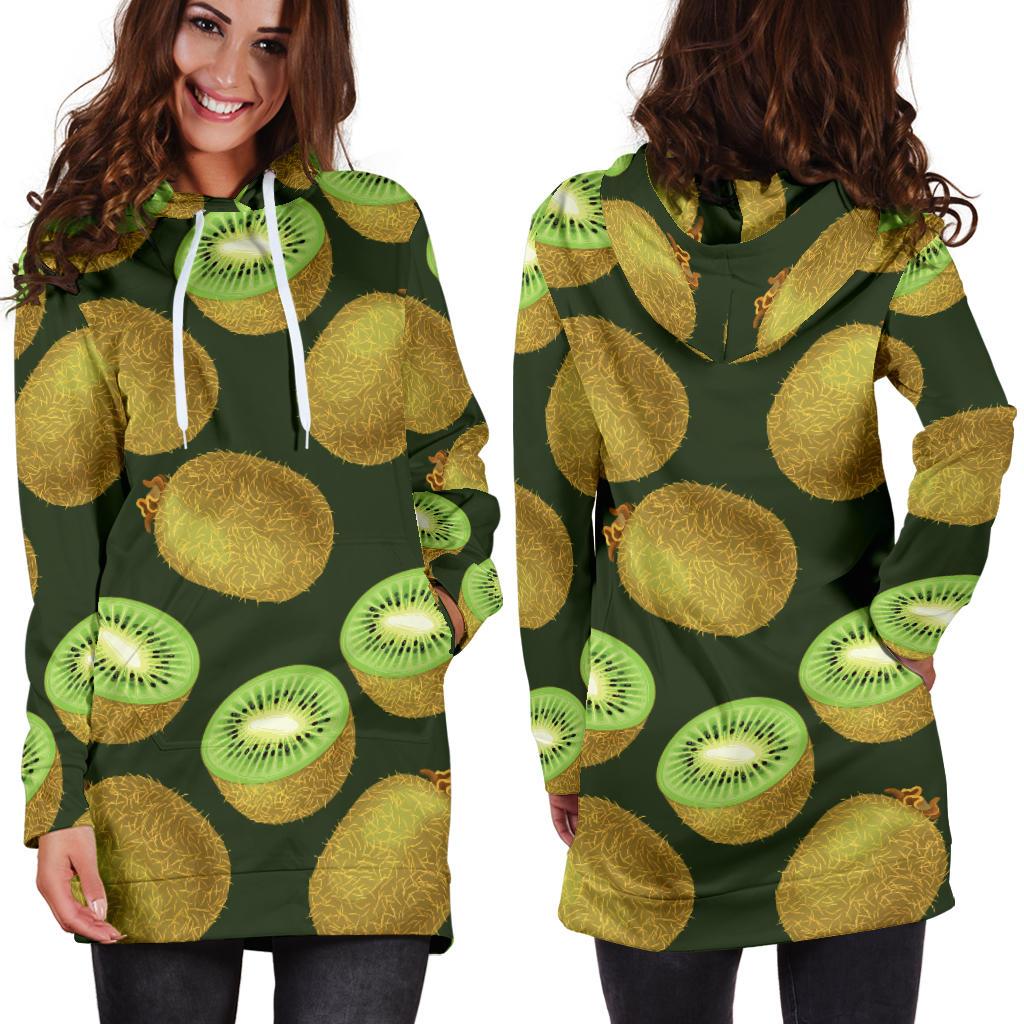 Kiwi Pattern Print Design KW04 Women Hoodie Dress