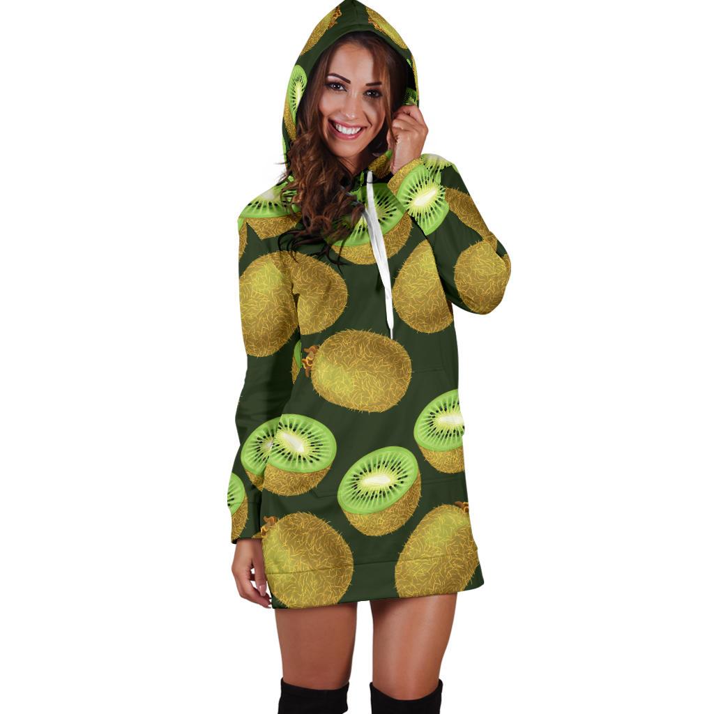 Kiwi Pattern Print Design KW04 Women Hoodie Dress