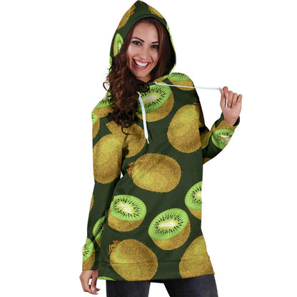 Kiwi Pattern Print Design KW04 Women Hoodie Dress