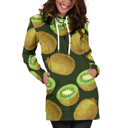 Kiwi Pattern Print Design KW04 Women Hoodie Dress