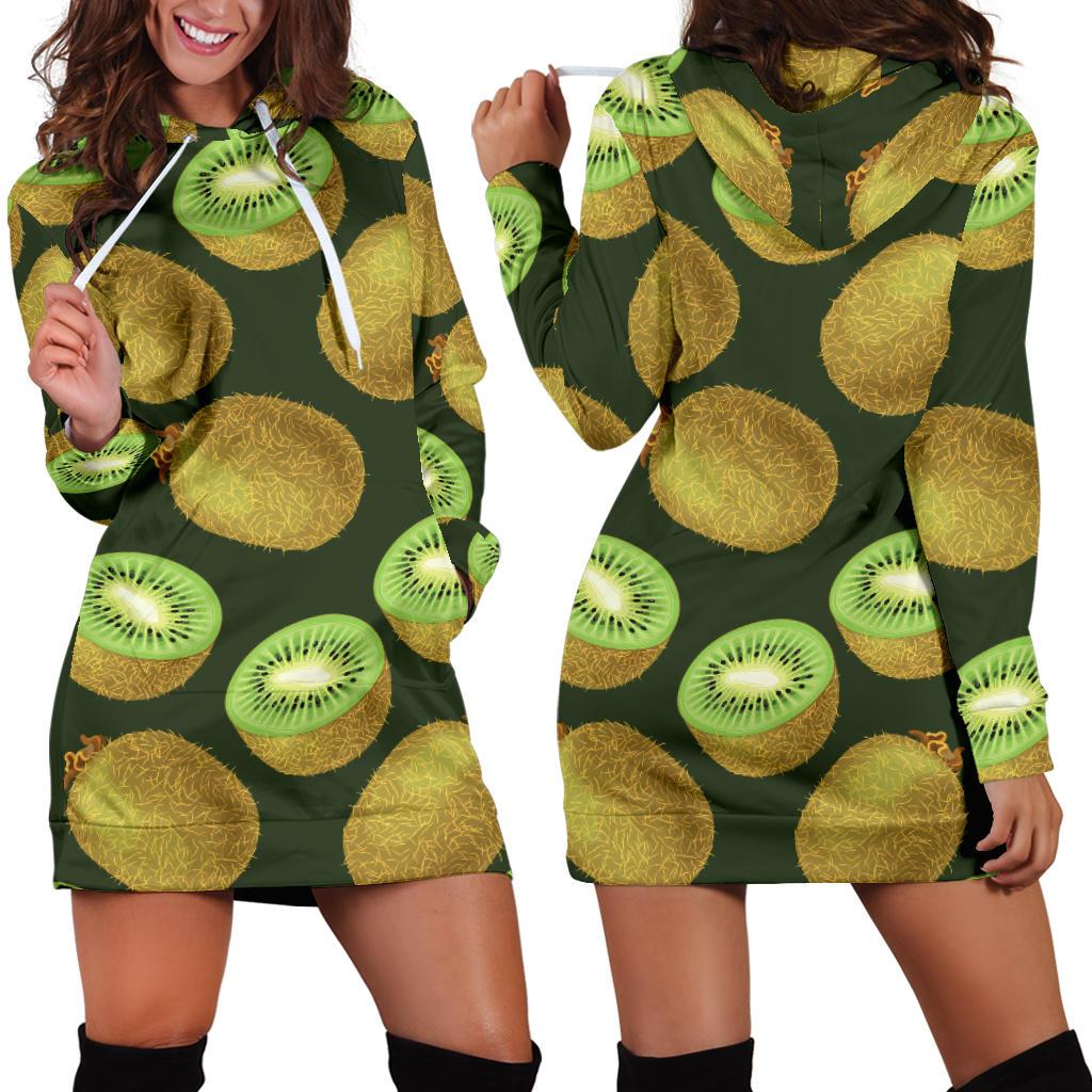 Kiwi Pattern Print Design KW04 Women Hoodie Dress