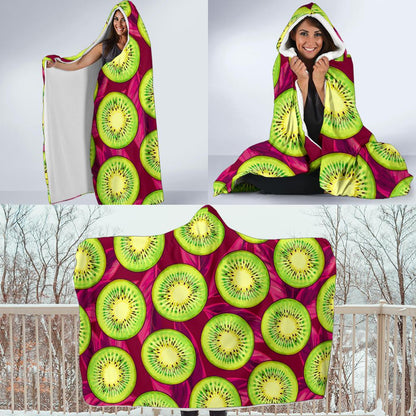 Kiwi Pattern Print Design KW05 Hooded Blanket-JORJUNE.COM