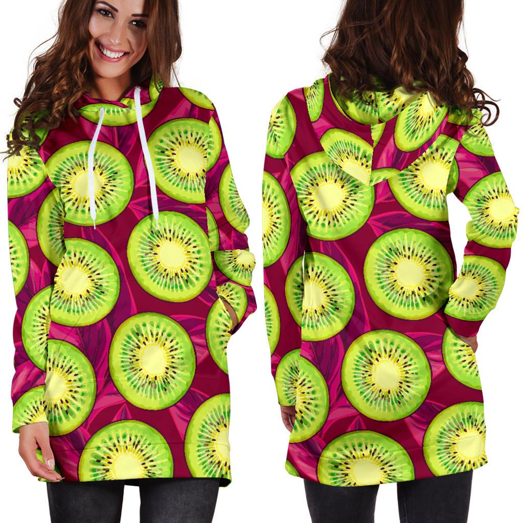 Kiwi Pattern Print Design KW05 Women Hoodie Dress